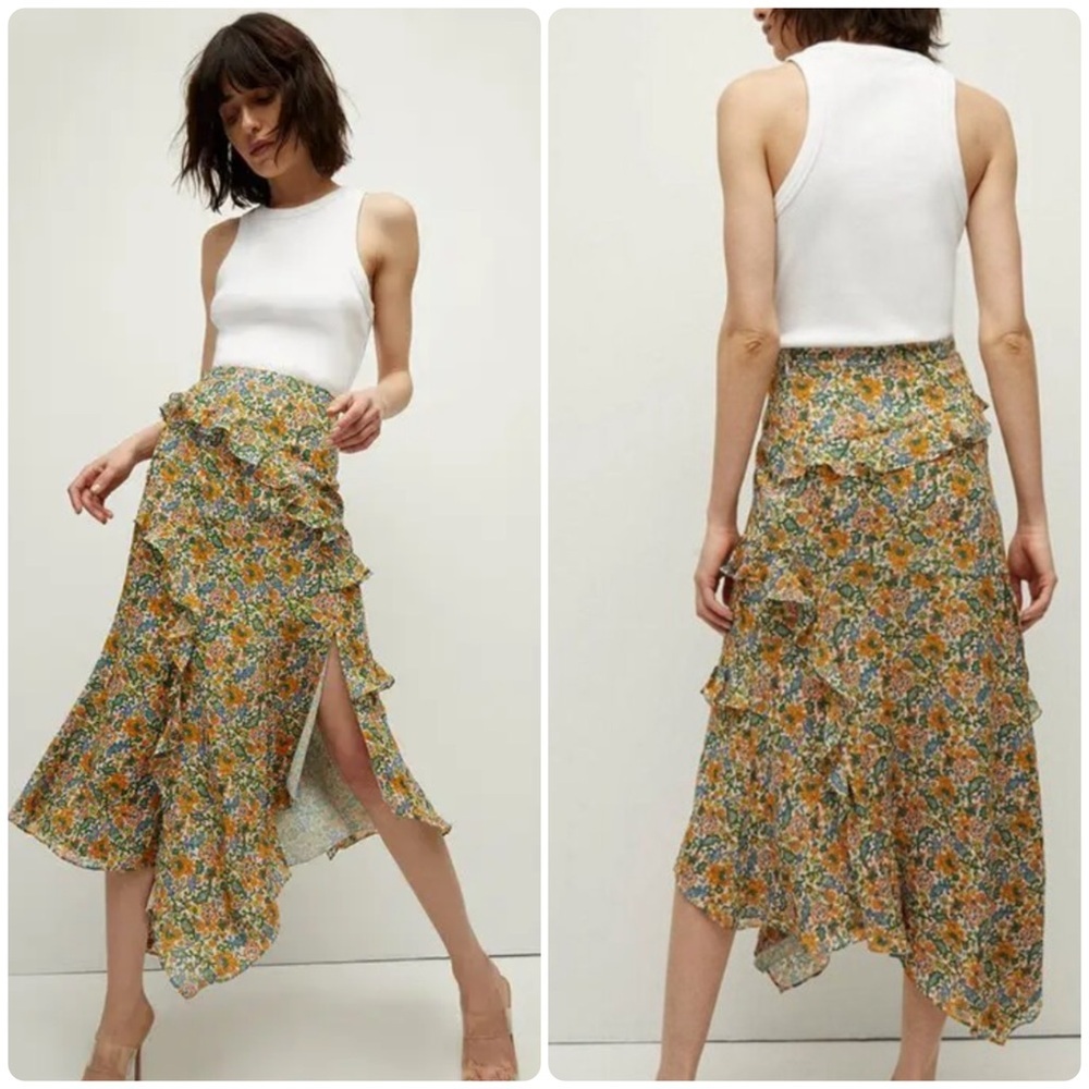 VERONICA BEARD Eleonora Floral-Print 100% Skirt Size 8